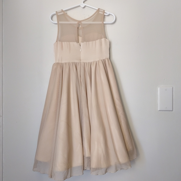 BLUSHFASHION Sweetheart Champagne girls dress, Champagne flower girl twirl dress - Picture 6 of 12